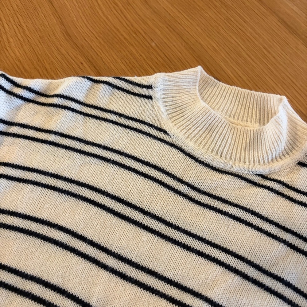 H&M Cream and Black Striped Cropped Sweater - Picture 2 of 7